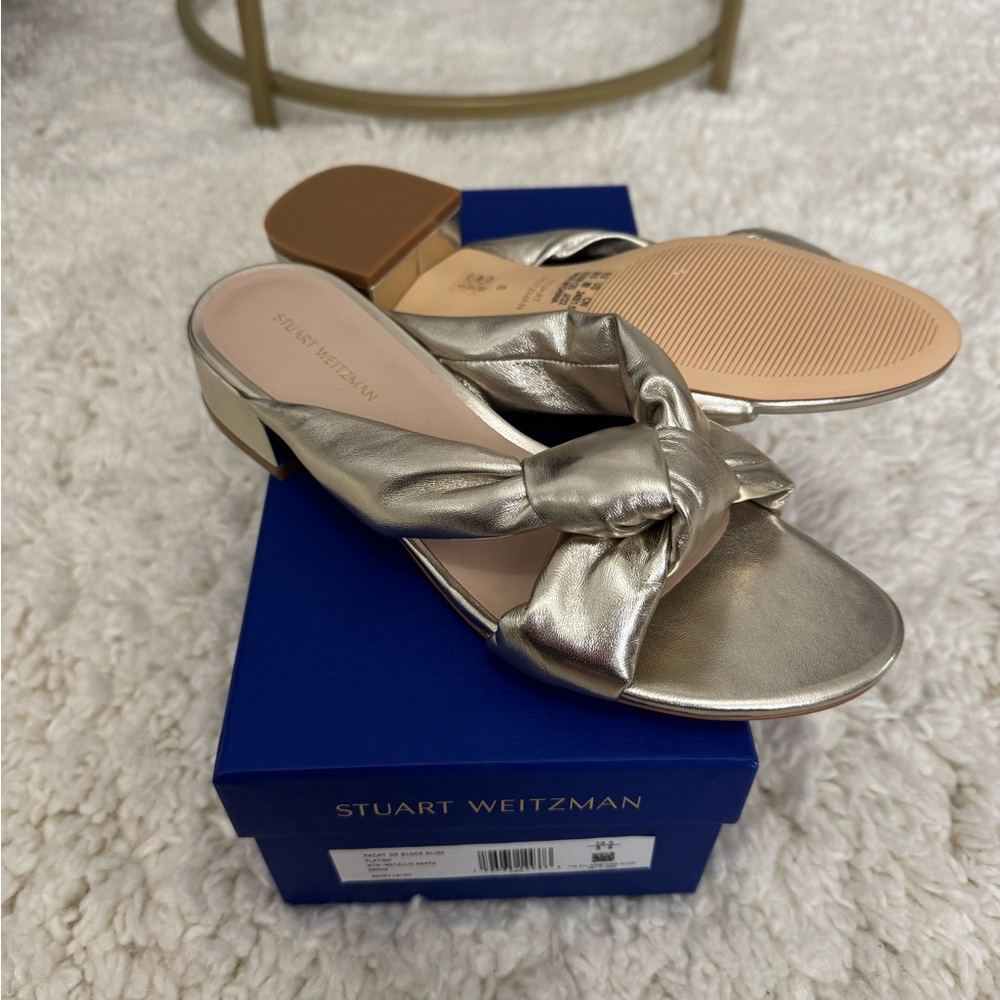 Stuart Weitzman *NEW* Gold Knot Mules